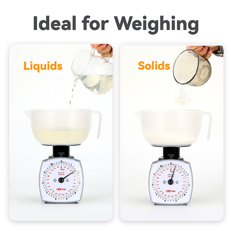 Tada 11lb Food Scale Mechanical Dial Kitchen Scale, Removable Measuring Cup