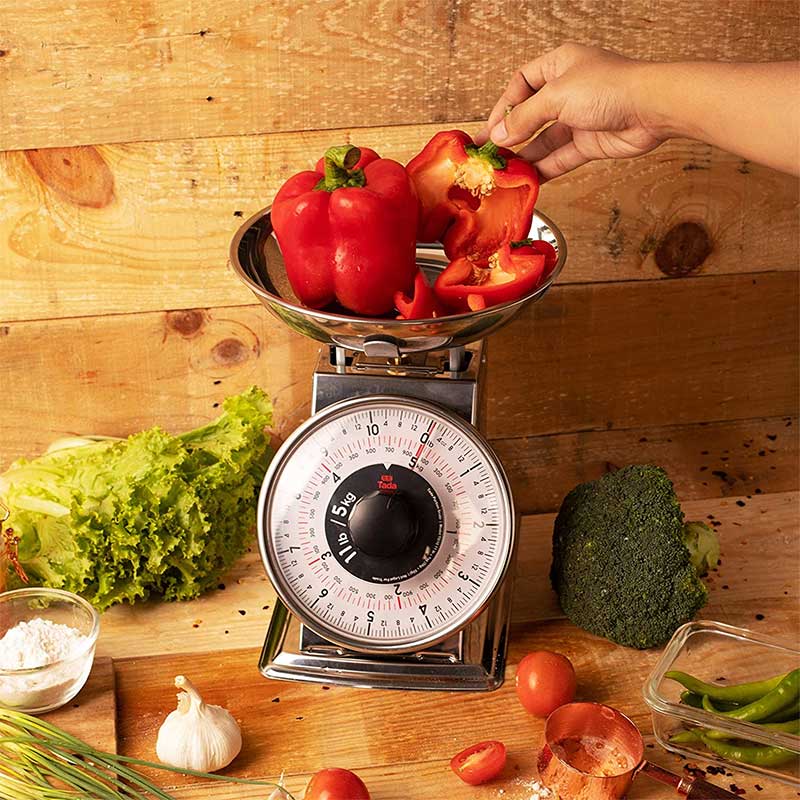TADA 11lb Mechanical Portion Control Scale Stainless Steel Dial food Scale with Bowl