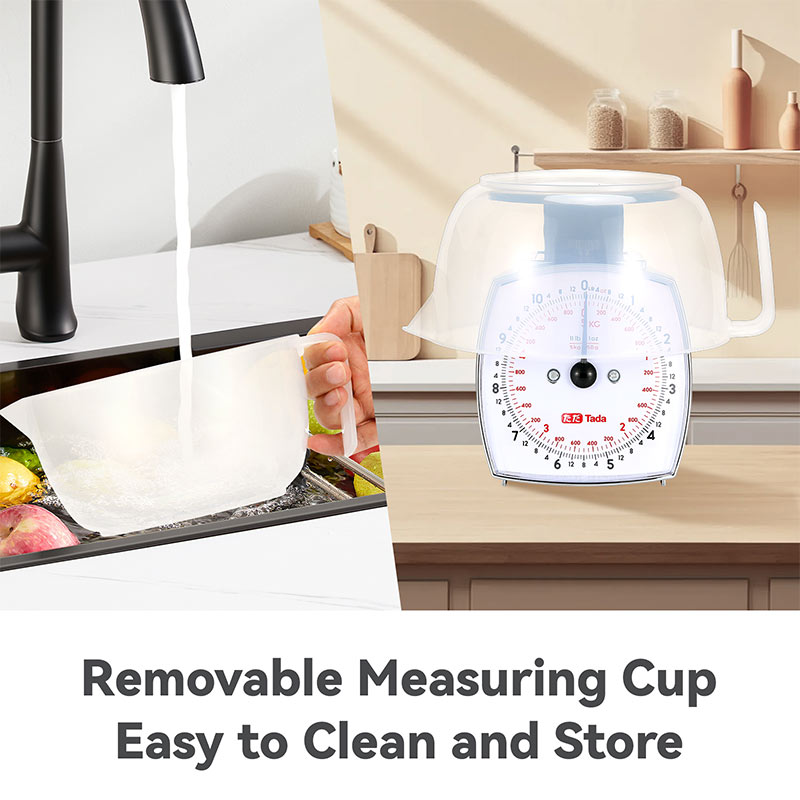 Tada 11lb Food Scale Mechanical Dial Kitchen Scale, Removable Measuring Cup
