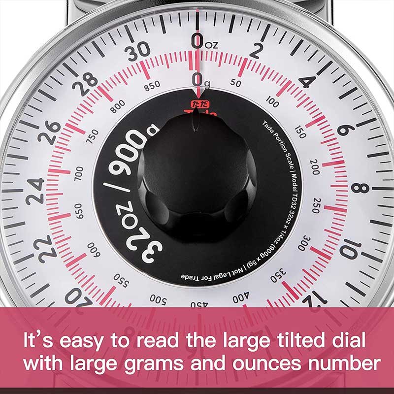 TADA 2lb Mechanical Portion Control Scale Stainless Steel Dial food Scale with Bowl