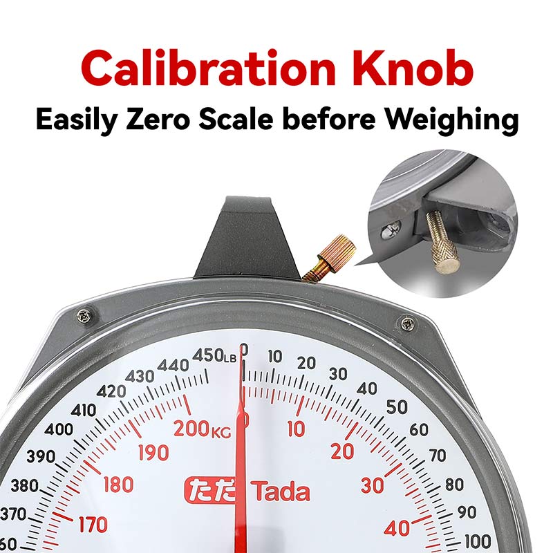 TADA Game Scale 450lb/200kg Mechanical Hanging Scale with 8 Inch Dial