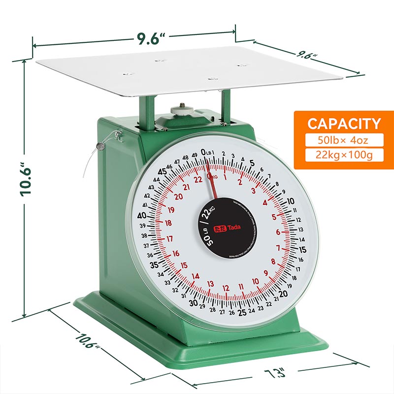 TADA 50lb Mechanical Kitchen and Food Scale 8" Dial Platform Scale
