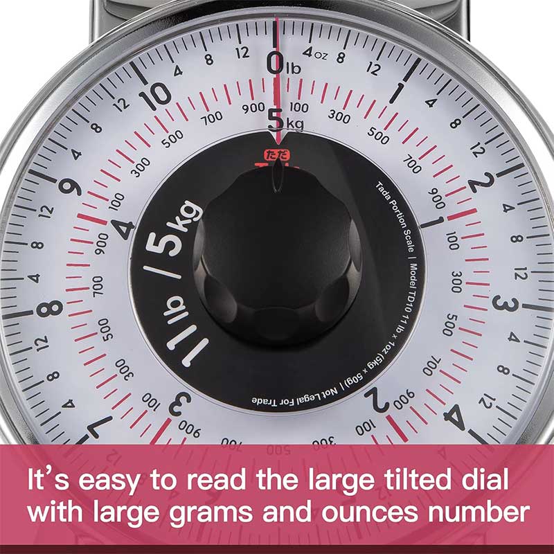 TADA 11lb Mechanical Portion Control Scale Stainless Steel Dial food Scale with Bowl