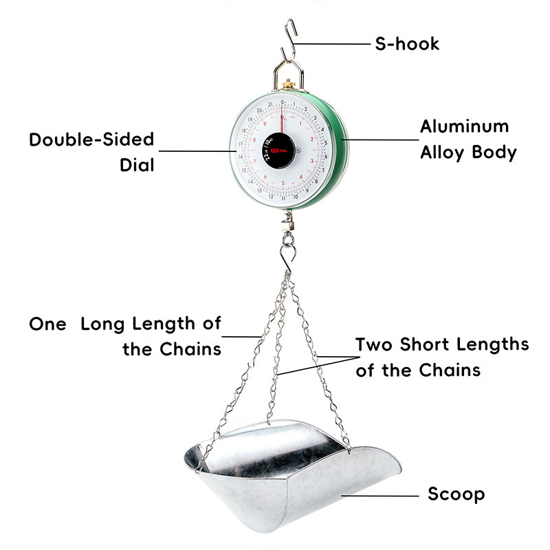 TADA 22lb/10kg Double-Sided Dial Mechanical Hanging Scale