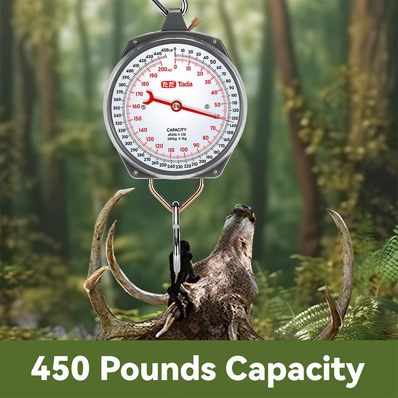 TADA Game Scale 450lb/200kg Mechanical Hanging Scale with 8 Inch Dial
