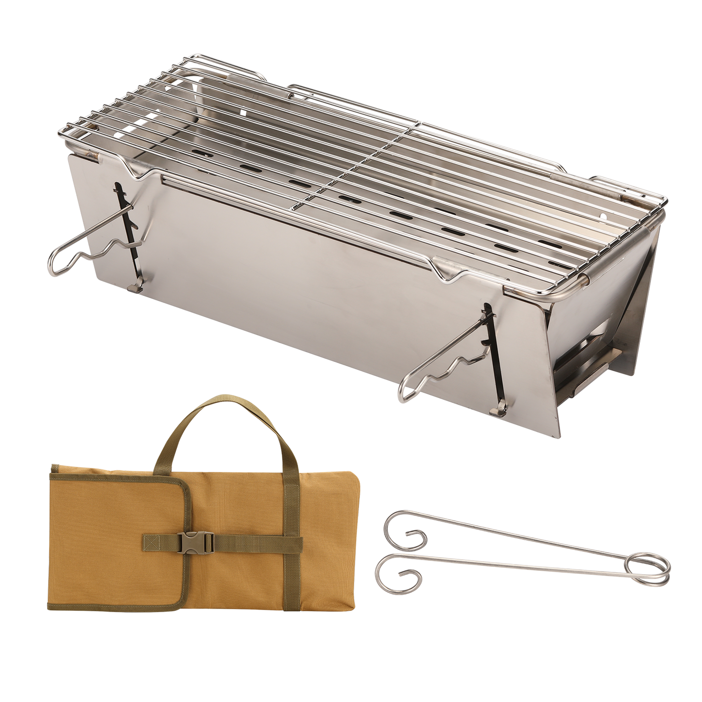 TADA Small Foldable Portable Charcoal Grill Heavy Duty Stainless Steel BBQ Grill for Outdoor Camping Picnic Beach