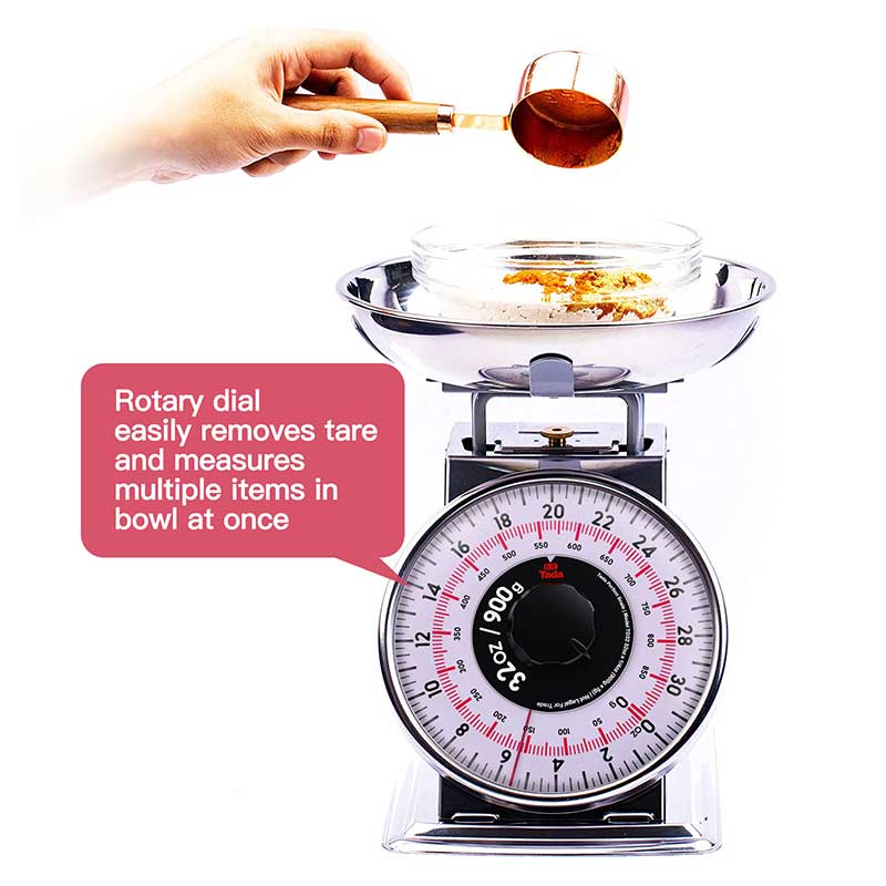 TADA 2lb Mechanical Portion Control Scale  Stainless Steel Dial food Scale with Bowl