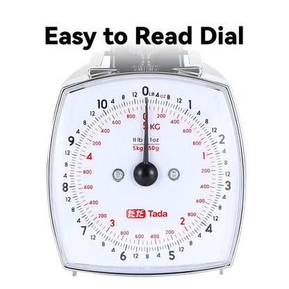 Tada 11lb Food Scale Mechanical Dial Kitchen Scale, Removable Measuring Cup