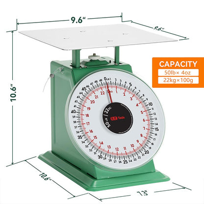 TADA 50lb Mechanical Kitchen and Food Scale 8" Dial Platform Scale