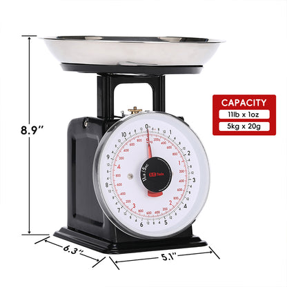 TADA 11lb Analog Kitchen Mechanical Food Scale Weighing Dial Scale with Bowl