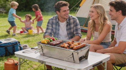 TADA Small Foldable Portable Charcoal Grill Heavy Duty Stainless Steel BBQ Grill for Outdoor Camping Picnic Beach